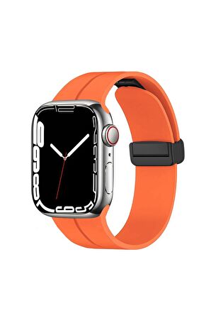 Watch 7 45mm Kordon/kayış Çizgili Tasarım Metal Toka Esnek Sağlam Silikon Kordon