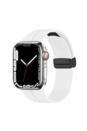 Watch 7 41mm Kordon/kayış Çizgili Tasarım Metal Toka Esnek Sağlam Silikon Kordon