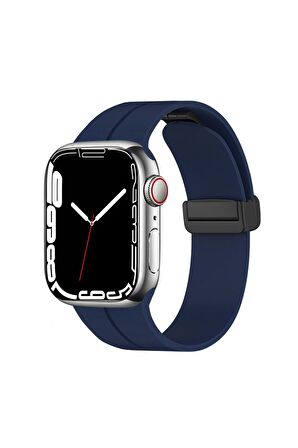 Watch 7 41mm Kordon/kayış Çizgili Tasarım Metal Toka Esnek Sağlam Silikon Kordon