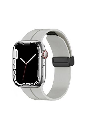 Watch 7 41mm Kordon/kayış Çizgili Tasarım Metal Toka Esnek Sağlam Silikon Kordon