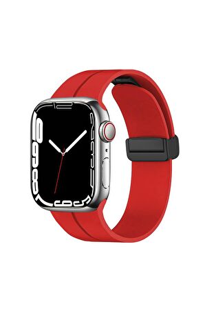 Watch 7 45mm Kordon/kayış Çizgili Tasarım Metal Toka Esnek Sağlam Silikon Kordon