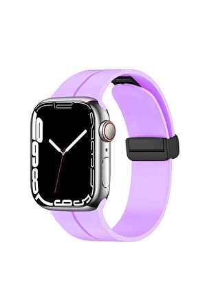 Watch 7 41mm Kordon/kayış Çizgili Tasarım Metal Toka Esnek Sağlam Silikon Kordon