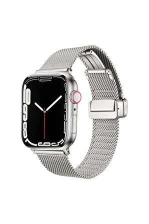Watch 40mm Kordon/kayış Metal Ince Tel Örgü Tasarım Klipsli Ayarlanabilir Ölçü Kordon