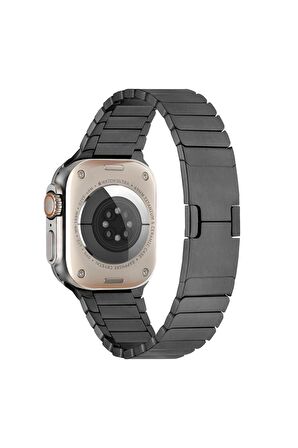 Watch 42mm Kordon/kayış Metal Parça Çizgili Tasarım Otomatik Klipsli Kordon