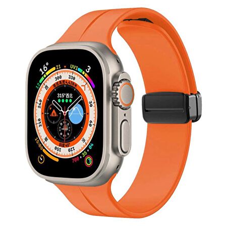  Watch Ultra 49mm Kordon/Kayış Soft Pürüzsüz Yüzey Pratik Metal Tak Çıkar Tokalı Silikon Kordon
