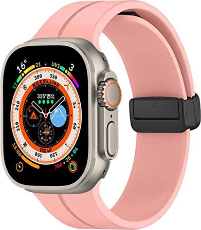  Watch Ultra 49mm Kordon/Kayış Soft Pürüzsüz Yüzey Pratik Metal Tak Çıkar Tokalı Silikon Kordon