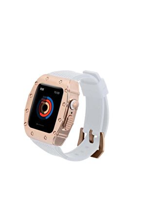 Watch 44mm Kordon/kayış Metal Luxury Gövde Silikon Yumuşak Strap Tasarım Kordon