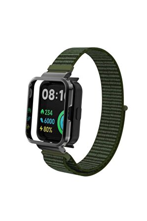 Xiaomi Redmi Watch 2 Lite Kordon/kayış Spor Loop Kasa Koruma 2 In 1 Hasır Örgü Cırtlı Hasır Kordon