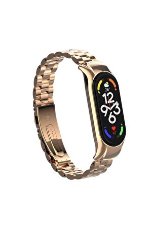 Xiaomi Mi Band 7 Kordon/kayış Baklalı Model Metal Paslanmaz Çelik Kasa Koruma 2 In 1 Kordon