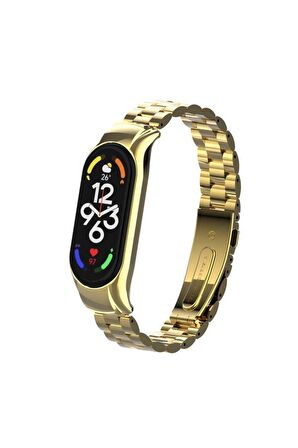 Xiaomi Mi Band 7 Kordon/kayış Baklalı Model Metal Paslanmaz Çelik Kasa Koruma 2 In 1 Kordon