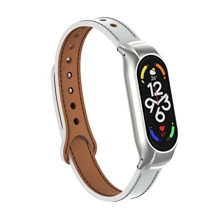 Xiaomi Mi Band 7 Kordon/Kayış Deri - Kasa Koruma 2 In 1 Şık Tasasrım Leather Kayış Kordon/Kayış