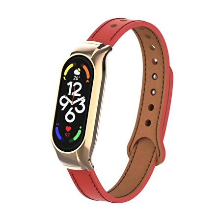 Xiaomi Mi Band 7 Kordon/Kayış Deri - Kasa Koruma 2 In 1 Şık Tasasrım Leather Kayış Kordon/Kayış