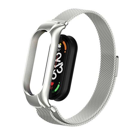 Xiaomi Mi Band 7 Kordon/Kayış Mıknatıslı Hasır Metal Kasa Koruma 2 In 1 Tel Örgü Kordon/Kayış