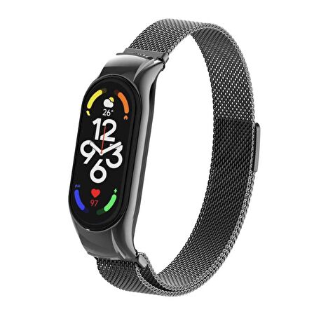 Xiaomi Mi Band 7 Kordon/Kayış Mıknatıslı Hasır Metal Kasa Koruma 2 In 1 Tel Örgü Kordon/Kayış