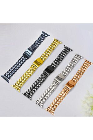 Watch 38mm/40mm Kordon/kayış Metal Şeritli Bakla Tasarım Klipsli Açma Kapama Kordon/kayış