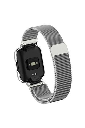 Xiaomi Mi Watch Lite Kordon/kayış Metal Hasır Örgü Kasa Korumalı Mıknatıslı 2 In 1 Tam Uyumlu Kordon