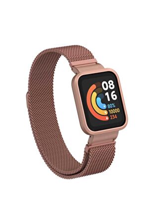 Xiaomi Mi Watch Lite Kordon/kayış Metal Hasır Örgü Kasa Korumalı Mıknatıslı 2 In 1 Tam Uyumlu Kordon