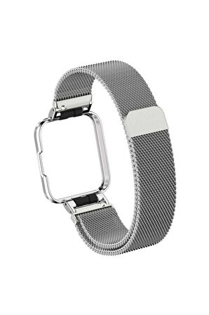 Xiaomi Mi Watch Lite Kordon/kayış Metal Hasır Örgü Kasa Korumalı Mıknatıslı 2 In 1 Tam Uyumlu Kordon