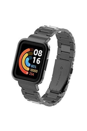 Xiaomi Mi Watch Lite Kordon/kayış Metal Baklalı Kasa Korumalı 2 In 1 Paslanmaz Çelik Kordon