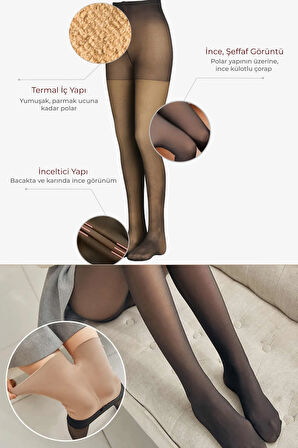 Termal Ince Görünümlü Içi Polarlı Külotlu Çorap