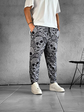 Erkek Kurukafa Desenli Pantolon