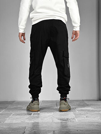 Erkek Kargo Cepli Siyah Pantolon