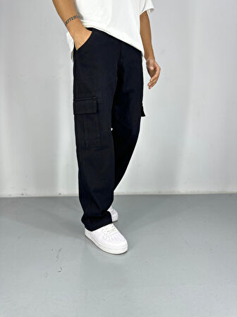Erkek Premium Kalite Siyah Kargo Pantolon