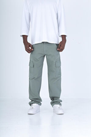 Gabardin Kumaş Su Yeşili Baggy Pantolon