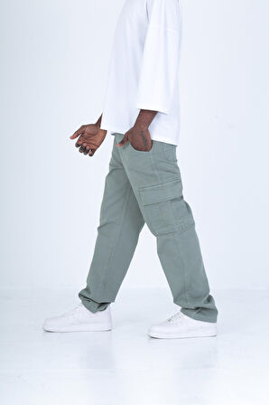 Gabardin Kumaş Su Yeşili Baggy Pantolon