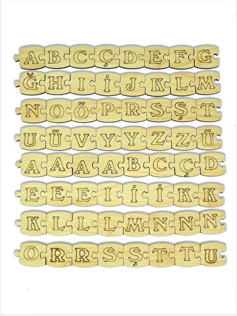 Ahşap YapBoz Türkçe Harfler 64 Harf - Harfleri Öğreniyorum 