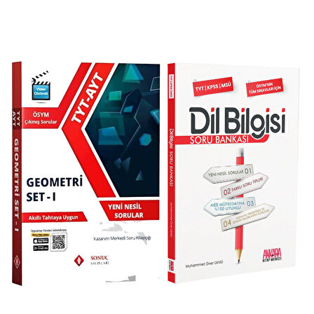 Sonuç Yayınları TYT AYT Geometri Set 1 ve AKM Dil Bilgisi Soru Bankası Seti 2 Kitap