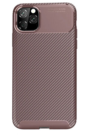 CPT50 iPhone 11 Pro Kılıf Auto Focus Karbon Kapak - Kahverengi