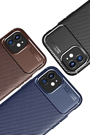 CPT50 iPhone 12 Mini Kılıf Auto Focus Karbon Kapak - Siyah