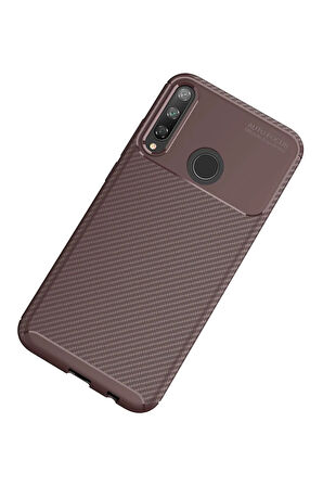 CPT50 Huawei P40 Lite E Kılıf Auto Focus Karbon Kapak - Kahverengi