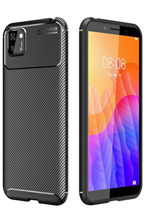 CPT50 Huawei Y5P Kılıf Auto Focus Karbon Kapak - Siyah