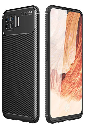 CPT50 Oppo A73 Kılıf Auto Focus Karbon Kapak - Siyah
