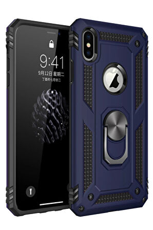 CPT50 iPhone X Kılıf Sofya Yüzüklü Silikon Kapak - Lacivert