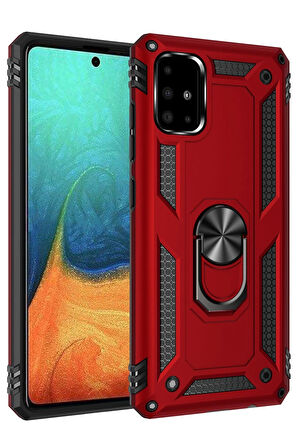 CPT50 Samsung Galaxy A71 Kılıf Sofya Yüzüklü Silikon Kapak - Kırmızı