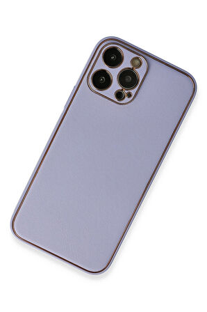 CPT50 iPhone 13 Pro Max Kılıf Coco Deri Silikon Kapak - Açık Lila