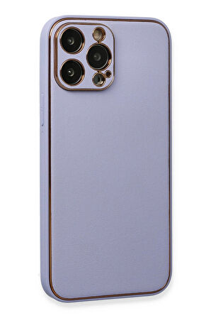 CPT50 iPhone 13 Pro Max Kılıf Coco Deri Silikon Kapak - Açık Lila