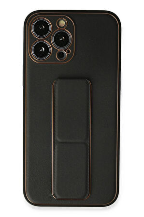 CPT50 iPhone 13 Pro Kılıf Coco Deri Standlı Kapak - Siyah