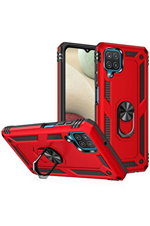 CPT50 Samsung Galaxy A22 Kılıf Sofya Yüzüklü Silikon Kapak - Kırmızı