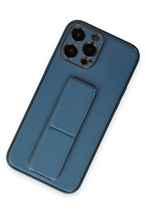 CPT50 iPhone 13 Pro Kılıf Coco Deri Standlı Kapak - Açık Mavi