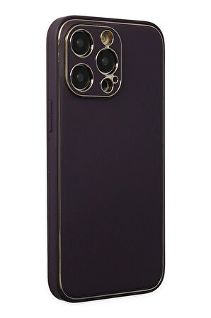 CPT50 iPhone 13 Pro Kılıf Coco Deri Silikon Kapak - Derin Mor