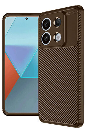 CPT50 Xiaomi Redmi Note 13 Pro 4G Kılıf Auto Focus Karbon Kapak - Kahverengi