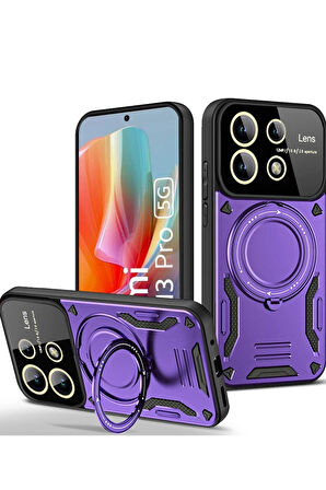 CPT50 Xiaomi Redmi Note 13 Pro 5G Kılıf Joy Lens Standlı Kapak - Mor