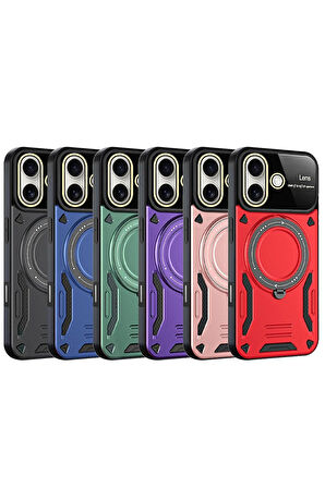 CPT50 iPhone 16 Kılıf Joy Lens Standlı Kapak - Siyah