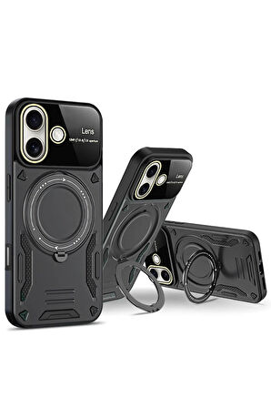 CPT50 iPhone 16 Kılıf Joy Lens Standlı Kapak - Mor