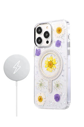 CPT50 iPhone 15 Pro Flower Magsafe Kapak - Sarı