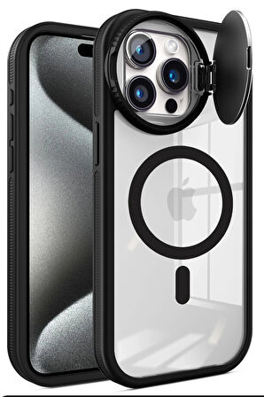 CPT50 iPhone 15 Pro Kılıf Teleskop Lens Magsafe Silikon Kapak - Siyah